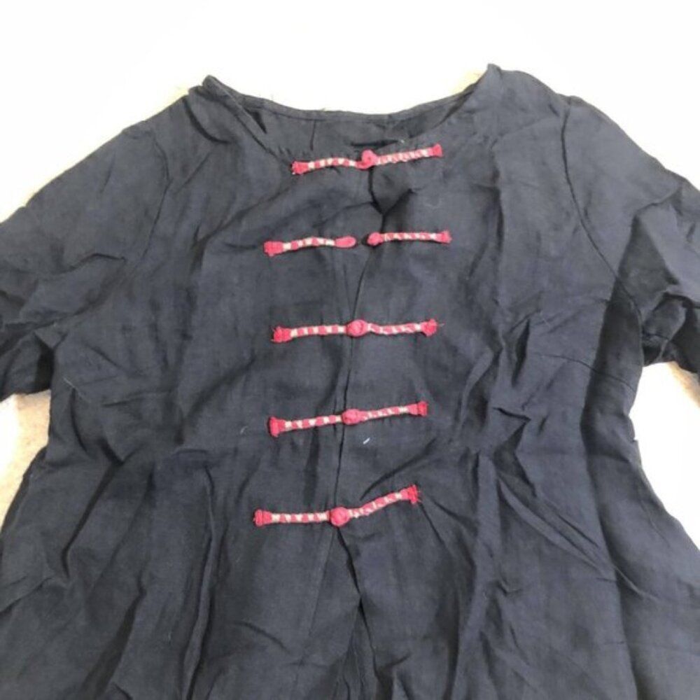 NWT Korean Boutique Red Black Peasant Blouse